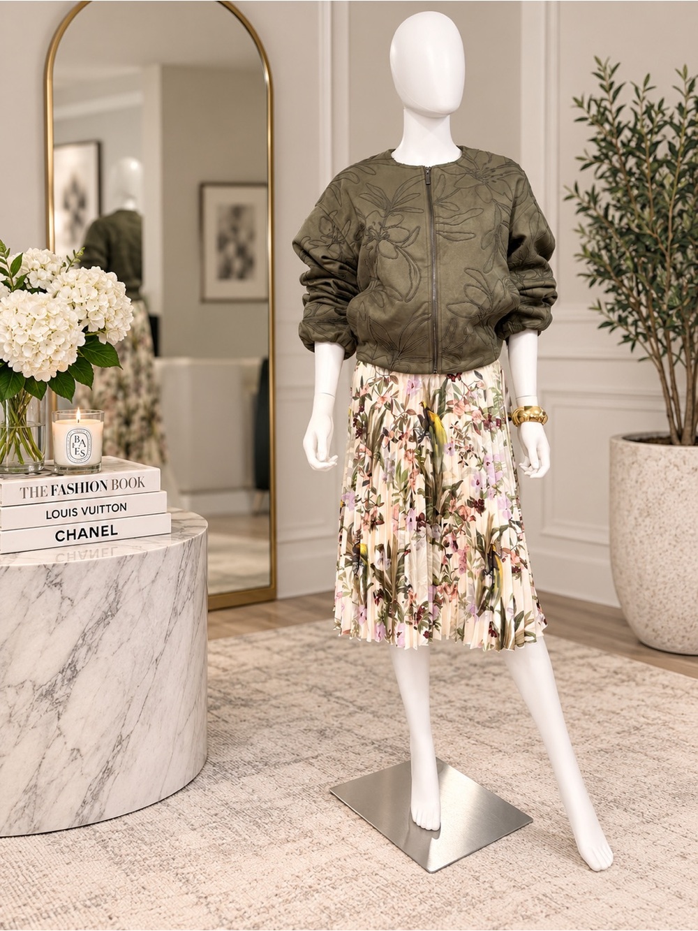 Bagatelle Leaf Embroidery Faux Suede Jacket $198 Small NWT
